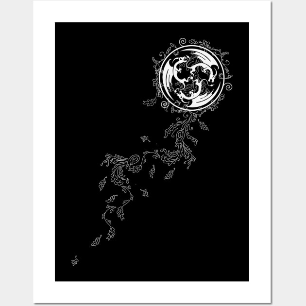 Three Celtic Dragons - Dark T-Shirt Wall Art by Daniel Ranger